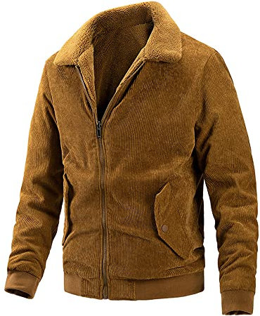 DaDuo Jacke Herren Regular Fit Revers Fleecejacke Herren Einfachheit Britischer Stil Arbeitsjacke Herren Winter Warm Verdicken Übergangsjacke Herren O-Camel XL