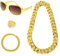 Hip Hop Kostüm Set 80er 90er Kostüme Outfits Dollar Kette Set Halsketten Herren Gefälschte Goldketten Faux Gold Kette Jahre Accessoires Damen Partyzubehör Hippie Trendige Afrikanische Sonnenbrillen