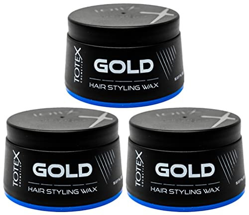 Totex Gold Hair Styling Wax 3x150ml | Strong Hold Hair Wax for Men & Women | Long Lasting Shine & Texture | Professional Barber Styling Paste | No Residue, Flexible Control, Sleek Finish