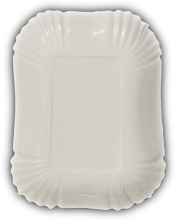 Commerline Platos de Papel 250 Unidades | KU41 13x17,5x3 cm | Cuencos Rectangulares para Patatas Fritas | Plato Desechable | Platos de Fiesta | Para Tartas | Plato de Cartón