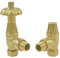 NRG Traditional Antique Angled Central Heating Radiator Valve 15mm Thermostatic Lockshield Valves Brushed Brass