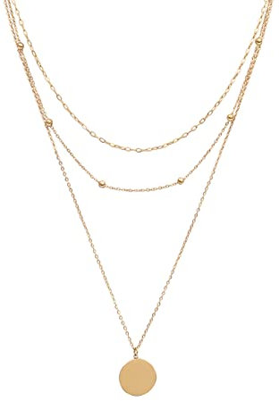 Lobstein & Söhne Emma Damen Kette aus Edelstahl mit 18k Gold PVD Plattierung, verstellbar von 39-44cm, Schlichtes & Filigranes Design mit Karabinerverschluss gold, silber rosegold (Gold)