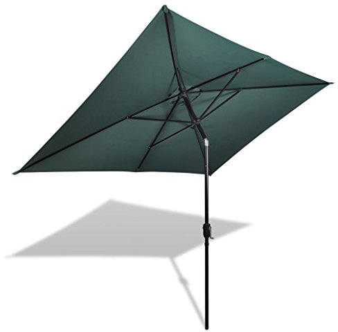 Homgoday Ombrellone da balcone, ombrellone da giardino inclinabile, con 6 montanti in acciaio, per balcone, terrazza, 200 x 300 cm, verde, rettangolare