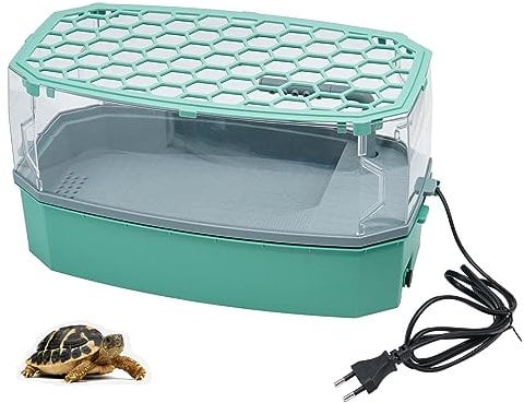 MOGOULUA Acuario de Tanque de Tortugas con Bomba de Agua Hábitat de Reptiles Tanque de Tortugas Terrario Plataforma de Sol de Tortuga con Capa de Filtro del Sistema de Ducha