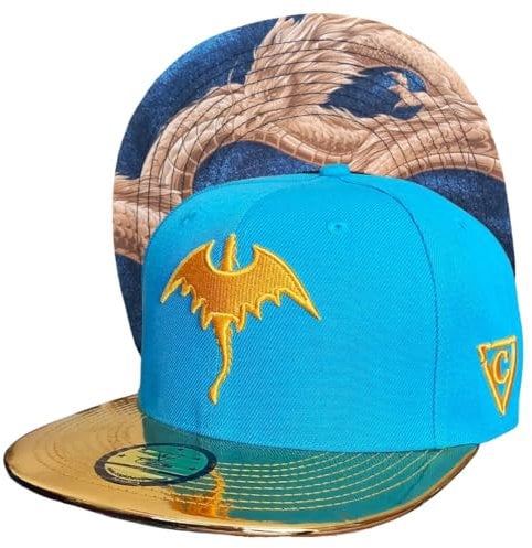 Capiche [99+ Designs] Hellblauer Snapback Hut, Golden Dragon, Basecap, Snapback Herren, Snapback Caps, Hawaii Cap, Sport Anzug Für Damen, Glänzender Goldrand, Drachenhut, Luxus, Jubiläumsgeschenk