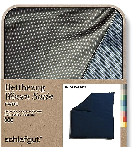 schlafgut Woven Fade Satin Bettwäsche 240x220cm gestreift Bettdecke Bezug einzeln, Blue Fade in Hotelqualität mit 100% Baumwolle