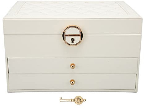 Schmuckkästchen, Stilvolles, Leichtes Luxus-PU-Leder, 2-lagiges Schmuckkästchen, Schmuckaufbewahrungskoffer-Organizer mit 2 Schubladen, Schmuckkästchen für Damen für Ringe, Ohrringe, Uhren, Armbänder