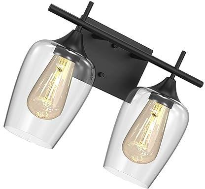 DOITOOL Badezimmerleuchten Über Dem Spiegel Industrielles Eitelkeitslicht Glasschirm Wandleuchte Im Vintage-Stil Für Zuhause