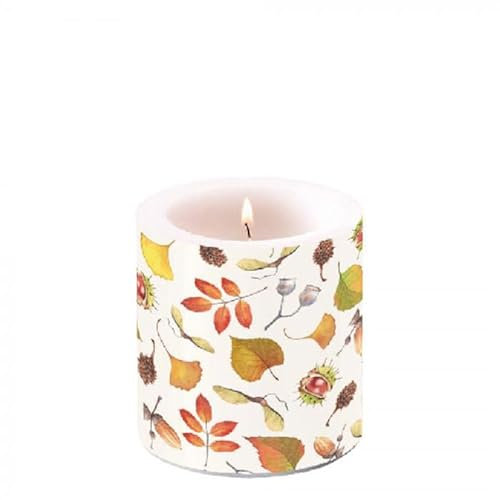 Ambiente Kerze Stumpenkerze Lampionkerze 9 cm hoch autumn details Laub Herbst