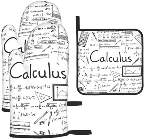 Math Geometry Geek Calculus Kitchen Baking Three Piece Set Of Pot Clip Oven Gloves For Barbecue Cooking Baking