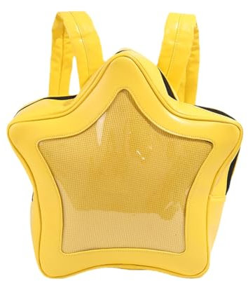 Vobomo Y2K Rucksack mit gelbem Stern-Design, PU-Leder, Y2K, ästhetisch, niedlicher Rucksack, gelb, 15.8*14.7*5 in, Kawaii