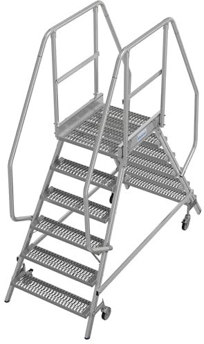 KRAUSE | Podestleiter mit R13-Rutschhemmung | mit beidseitigem Aufstieg | 2x6 Stufen inkl Plattform