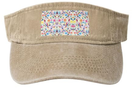Mexican Otomi Animals Cappelli con visiera parasole, cappello aperto per donne e uomini, cappelli da pesca, visiera solare per adulti, Naturale, Taglia unica