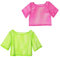 UILYNIU 2 Pièces T-Shirt en Maille pour Femme Tenue, Haut en Résille Fluo, Déguisement des Années 80, Femme Accessoire Fluo pour Fête Néon Année 80 90 s Thème Soirée Carnaval (Vert, Rose)