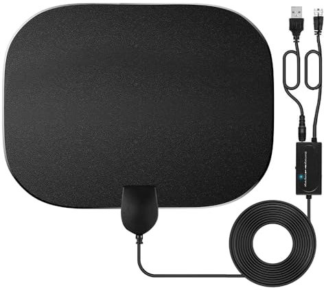 YANGUN TV Antenne Digital, DVBT2 Antenne 2024, Zimmerantenne für Fernseher, Antenne mit Signalverstärker, 420 KM Reichweite TV mit Verstärker Smart Signal Booster für 1080P 4K Antenne TNT DVB-T/Dtmb
