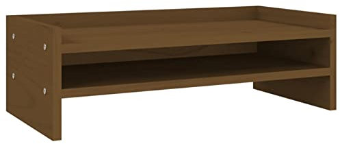 Gecheer Monitorständer Schreibtischaufsatz Monitorerhöhung Bildschirm PC Regal Aufsatz Bildschirmerhöhung Honigbraun 50x24x16 cm Massivholz Kiefer