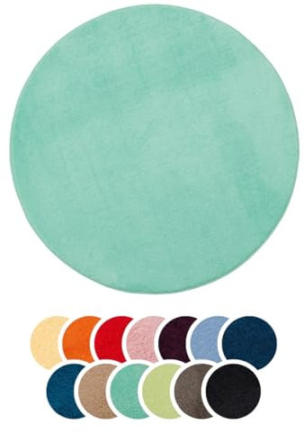 liebling Badteppich, 100% Polyester - Mikrofaser, Serie Santos, Ø 110 cm,1500 g/m², 30 Grad waschbar, Farbe: Mint