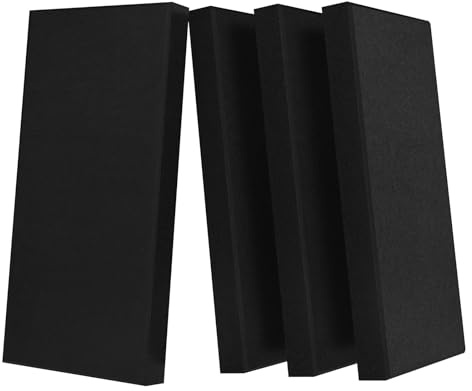 4 Pack Acoustic Panels 23.6x11.8 Soundproof Fiberglass Panel, Black | UMIACOUSTICS, 2 Thick, Sound Absorbing, For Studio and Home, Includes Wall Mounting Bracket, Easy Installation