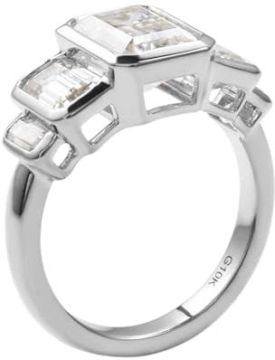 Wycian Damen Ringe Verlobung, Freundschaftsringe Weissgold 18K Größe 58 (18.5) 2 Moissanit 2Ct Rechteckschliff Weiß Personalisiert Für Vatertag