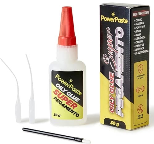 PowerPaste super glue XXL – 50g de pegamento fuerte instantáneo para todo tipo de usos, pegamento de cianocrilato para zapatos, cristal, plástico, cerámica, goma, cuero, metal, etc.