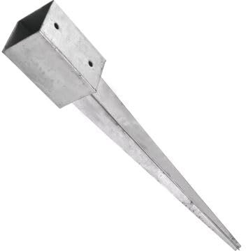 SunnyDeals Einschlaghülse für 12x12 cm Pfosten | 1 Stk. Bodeneinschlaganker ca. 121 x 121 x 750 mm | Bodenanker verzinkt | Pfostenträger als Bodenhülse