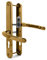 TSS UPVC Door Handles Set - Lever Offset Lever - 48mm / 87mm PZ (Centres) - 240mm Screw to Screw - Backplate 270mm X 32mm - Replacement UPVC Door Handles - PVC Door Handle (Polished Brass)