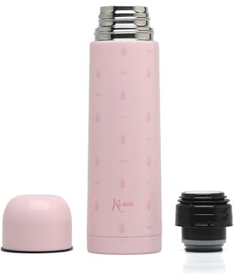 Kiokids | Termo para Líquidos 500 ml Rosa | Antigoteo y Antiderrames | Acero Inoxidable con Doble Pared | Mantiene Frío 24h y Calor 12h | Cierre Hermético | Colección Petit Moments