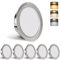YindaLux 6er Set LED Einbaustrahler 230V 3W 3000K Warmweiß 4000K Neutralweiß 6000K Kaltweiß, LED Spot Ultra Flach 300LM Bohrloch 55-58mm und 15mm Flache, IP44 Möbeleinbauleuchte Einbauspots, Nickel