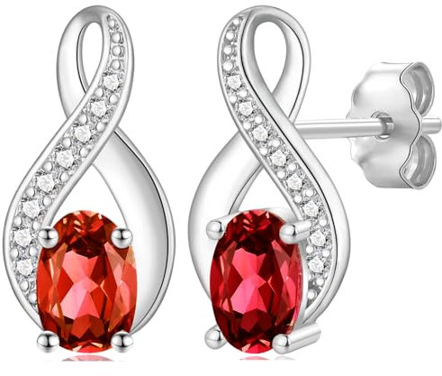 MASOP Ohrringe Stecker Unendlichkeitszeichen AAA Zirkonia Rot Oval Ohrstecker Infinity für Damen Frauen Braut