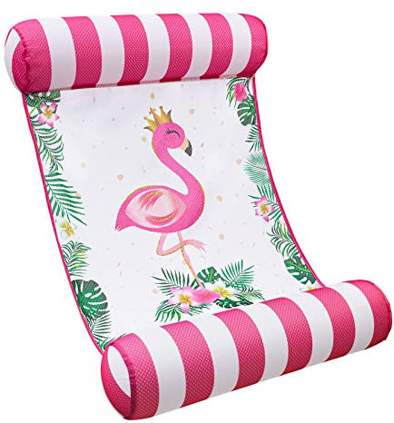 WERNNSAI Aufblasbare 4-in-1 Pool-Liege für Erwachsene – Mesh-Design, tragbar und vielseitig als Schwimmflosse, Hängematte, Liegestuhl & Drifter – ideal für Sommer, Strand & Poolparty. (Flamingo)