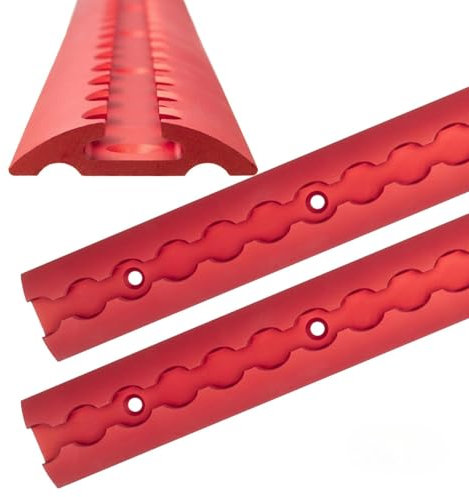 Aluminium Airlineschiene rot halbrund Profil rot eloxiert Ladungssicherung für Anhänger, PKW, LKW, Camper, Wohnmobil, Werkstatt Airline Schienen (2X 1,0 Meter)