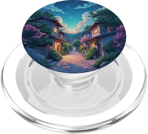Starlit Village Alley Twilight Szene Kunst PopSockets PopGrip für MagSafe