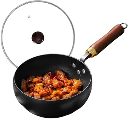 Duroecsain Eisenpfanne – Antihaftpfanne mit Deckel – Kochen ohne Beschichtung zum Braten, Schmoren und Schmoren auf dem Herd