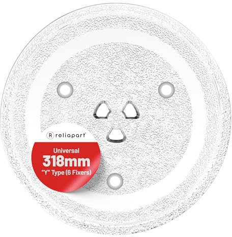 Reliapart Universal 318mm/12.5 Microwave Glass Turntable Plate Universal Y Type with 6 Fixings DE74-20015G including for Samsung Microwave Oven
