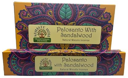 Namaste India Räucherstäbchen, Hexa 6 Packungen mit je 20 Stäbchen, Premium-Qualität für Haus, Büro, Yoga, Meditation, Entspannung und Heilung (120 Stück) (Palo Santo with Sandalwood)