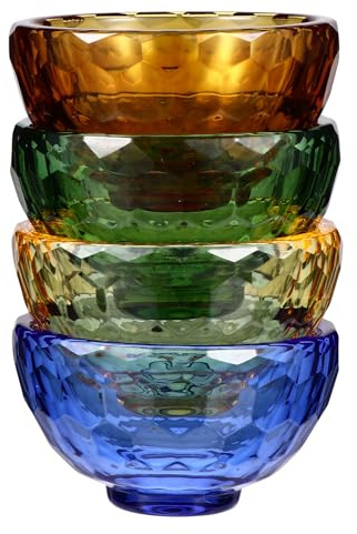 KAILIKETIY Bols d'offrande Bouddhiste Rituel Set de 4 en Artificiel Coloré, Forme Alvéolée Compacte et Stable