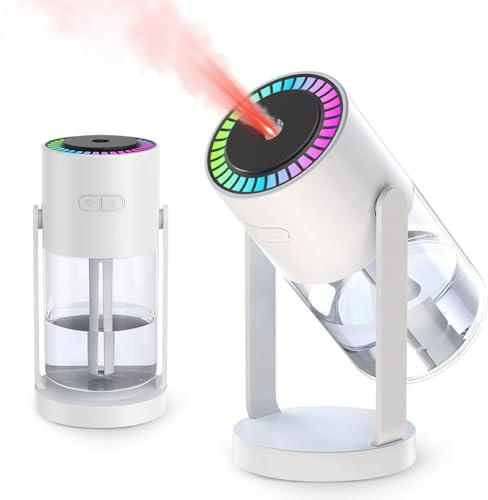 Humidifier, Cool Mist Air Humidifier, Ultrasonic Quiet USB Desktop Humidifiers, with Colorful Night Light, Waterless Auto Shut Off, Suitable for Bedroom and Office - White