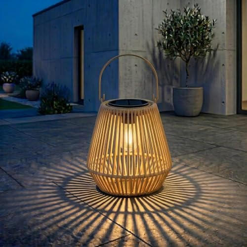 KDGOFUO Solarlaternen für Außen, Boho Rattan, IP44 wasserdicht, warmweiß | Handgewebte Rattan-Optik, hängend & stehend nutzbar. Deko für Garten, Balkon & Terrasse. Geschenk für Frauen, Mama & Oma.