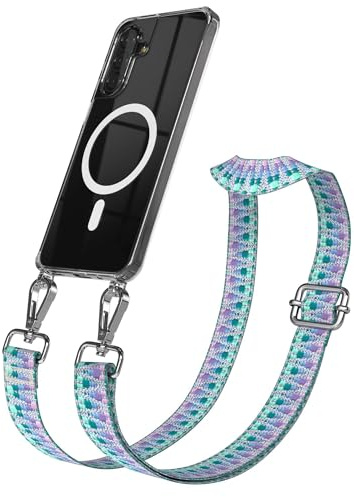 EAZY CASE Handykette - Verstellbares Taschenband kompatibel mit Galaxy A17, Schulterriemen, Handykordel mit Silikon Hülle, Qi Charging kompatibel, Umhängetasche, Einhorn Silber