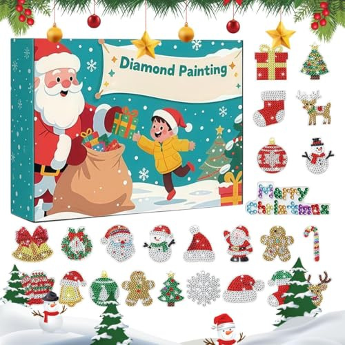 Calendrier Noël Décompte 24 Jours Jouet De Peinture À Strass Scintillants