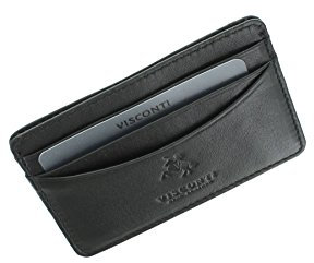Visconti Colección Slim Razor Portatarjeta de Crédito de Cuero VSL25 Negro
