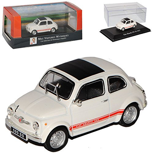 Atlas FIAT 500 Abarth 595 SS Klassik Weiss Ur Modell ab 1957 mit Sockel und Vitrine 1/43 Modell Auto