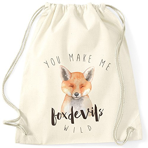 MoonWorks Turnbeutel You make me fox devils wild Liebe Spruch Love Quote lustig verliebt Freund Freundin Natur unisize