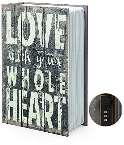 Diversion Book Safe Storage Box, Dictionary Secret Safe Can with Security Combination Lock/Key, Diversion Book Hidden Safe (LOVE Combination)