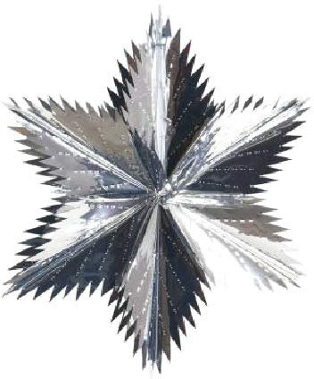 DS-Euro Folien-Sterne Silber 40cm Ø, 5er Set Fächerform, Metallfolie faltbar, Lieferung Frei Haus