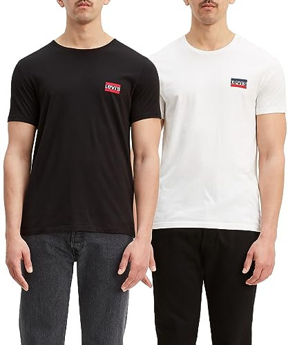 Levi's 2-Pack Crewneck Graphic Tee, T-shirt Uomo, Multicolore ( Sportswear White/Mineral Black ), XXL