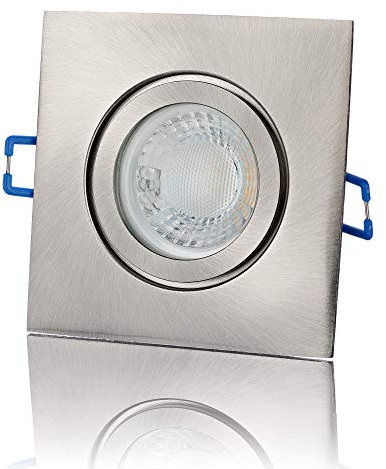 lambado® Premium LED Spot IP44 Edelstahl gebürstet - Hell & Sparsam inkl. 230V 5W GU10 Strahler warmweiß - Moderne Beleuchtung durch zeitlose Bad-Einbaustrahler/Deckenstrahler für Außen