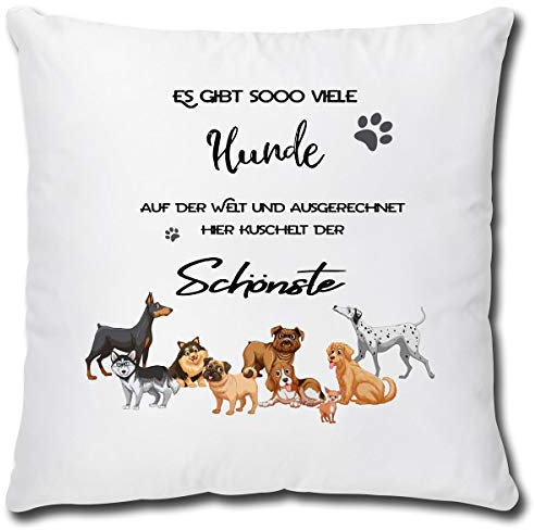 TRIOSK Kissen Hundemotiv lustig mit Spruch Es gibt so viele Hunde Dekokissen Geschenk für Hundebesitzer Hundeliebhaber Frauen Männer Zierkissen Hund 40x40