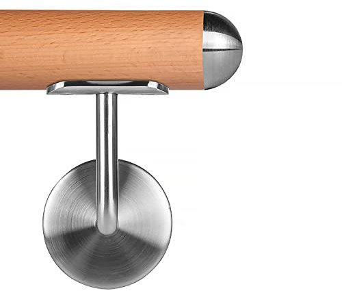 Buche leicht gedämpft Holzhandlauf Ø 42,4 mm Wandhandlauf 200 cm 2 Halter Halbkugel