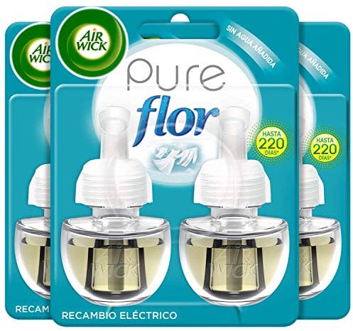 Air Wick Eléctrico - Recambios de Ambientador Automático Eléctrico, Esencia Para Casa Con Aroma a Flor Ropa Limpia, Morado, 1 Unidad (Paquete de 6)